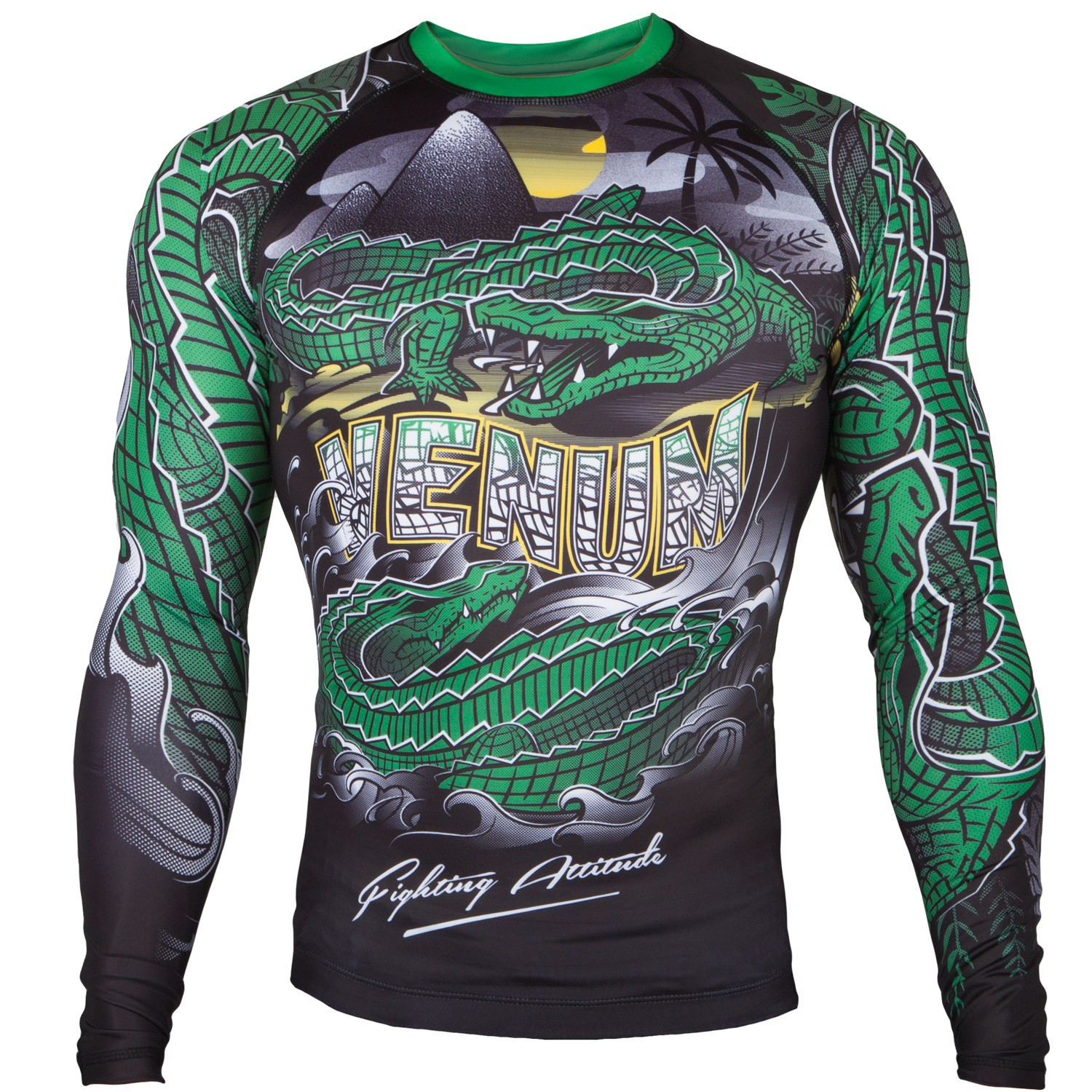 

Рашгард venum crocodile black/green long sleeves