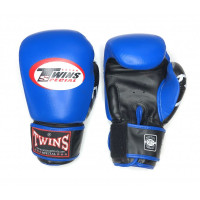 Боксерские перчатки Twins classic кожа сине белая