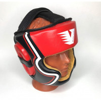 Шлем боксерский velo кожаный красно-чёрный