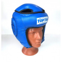 Шлем боксерский top ten синий кожаный